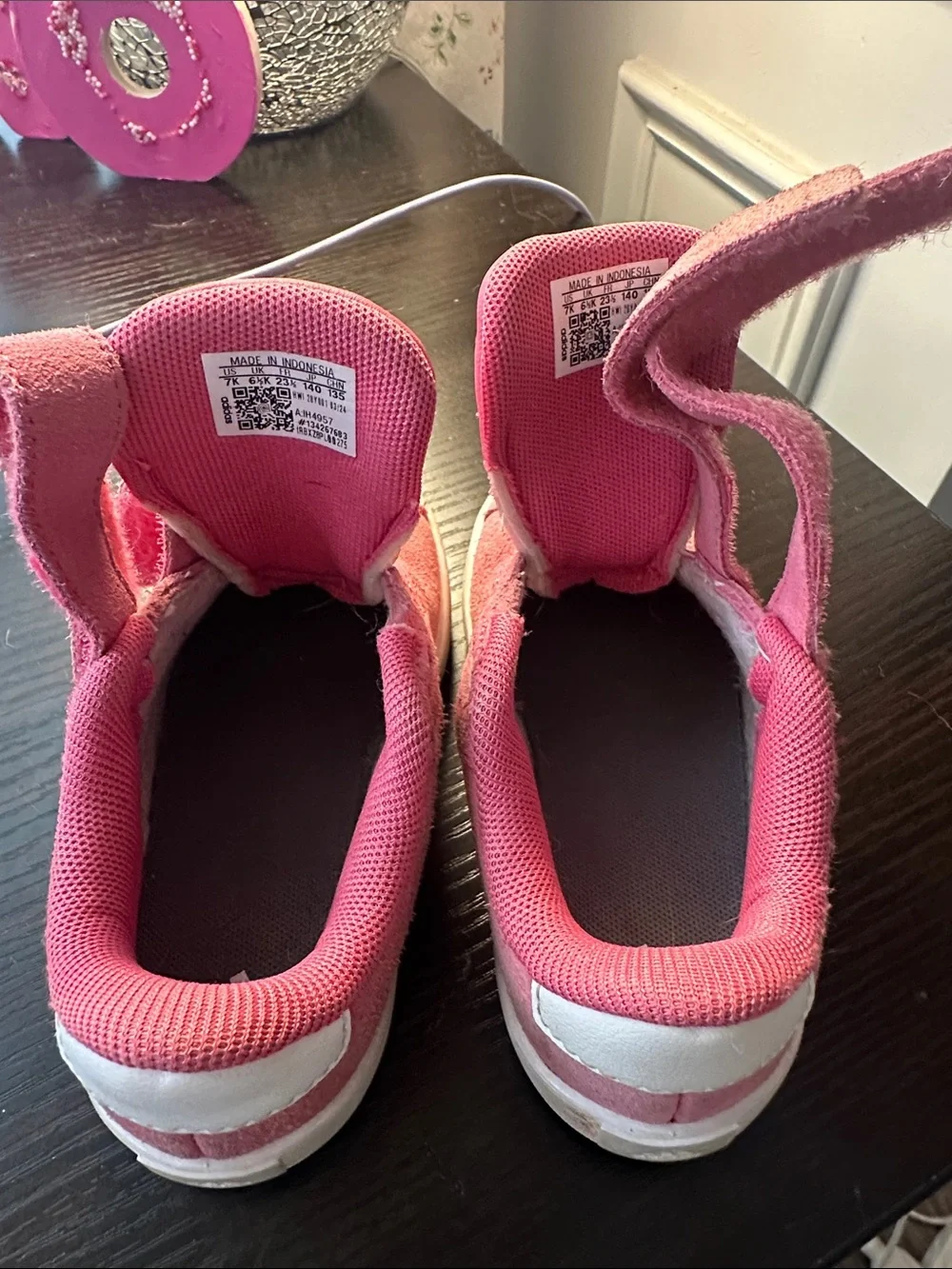 adidas Kids Pink Suede Velcro Sneakers
